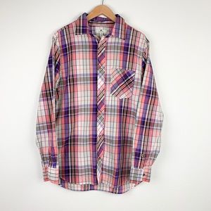 Banana Republic Pink Purple White Grid Plaid Shirt